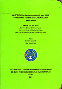 Uji Efektifitas Bacilus thuringienis Merk B-Tox Konsentrasi 1% terhadap Larva Nyamuk Aedes aegypti